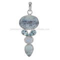 Lovely Dendritic Opal And Multi Gemstone 925 Sterling Silver Pendant Jewelry